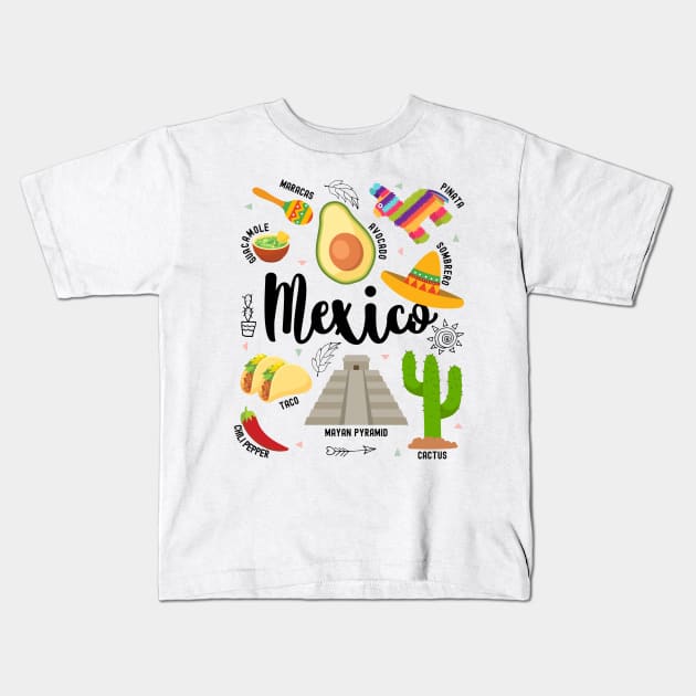 mexico favorite food, place of interest Kids T-Shirt by PlusAdore